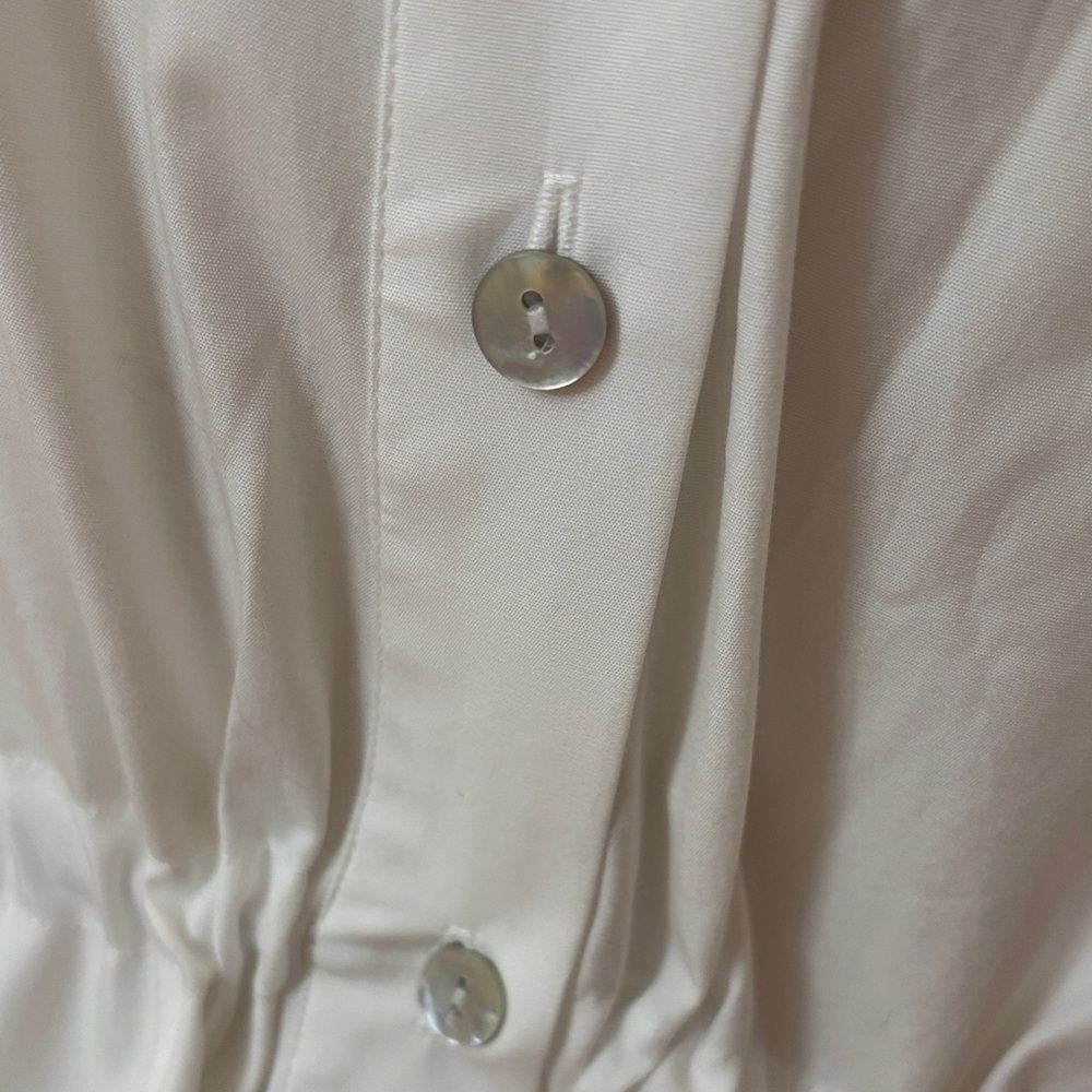 Vince White Button-Front Drawcord Ruched Shirt Dress M - Picture 6 of 11